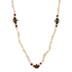 Vintage parel collier met robijn en emaille 14 krt, Ophalen of Verzenden, Nieuw
