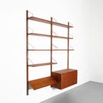 Vintage Deense Poul Cadovius wandkast in teakhout, Ophalen, Gebruikt, 150 tot 200 cm, Teakhout