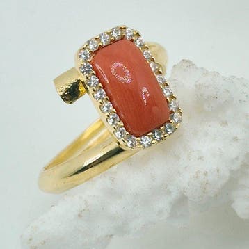 Koraal - Zilver, Verguld, Zonder reservering - Ring -, Antiek en Kunst