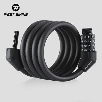 WEST BIKING 4-Cijferig Fietsslot - 120cm Staalkabel Anti-die, Verzenden, Nieuw