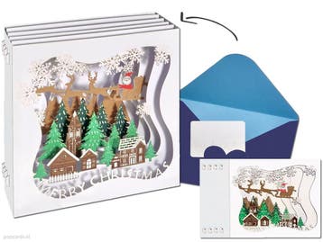 3D kerstkaart doorkijk box – Pop-up wenskaart, Verzenden, Nieuw