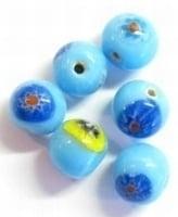 10 x glaskraal Italiaanse stijl millefiori rond aqua 10 mm, Ophalen of Verzenden, Nieuw, Kraal