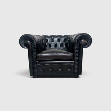 Chesterfield style - Fauteuil - club - Leder, Hout - Vintage