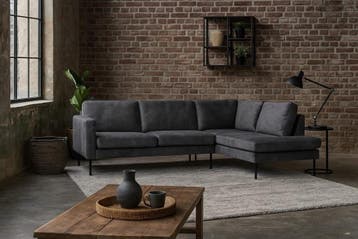 Hoekbank Gardolo 2.5 zits velvet antraciet- Adore68, Ophalen of Verzenden, Nieuw