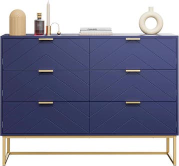 Commode - Dressoir - Ladekast - 100x34x73,5 cm - Marineblauw, Verzenden, Zo goed als nieuw