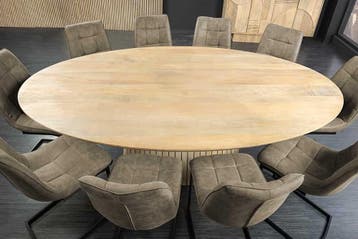 Ovale eettafel ART DECO 220 cm wit witgekalkt massief, Huis en Inrichting, Tafels | Eettafels, Ophalen of Verzenden, Nieuw