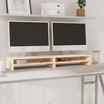 vidaXL Monitorstandaard 100x24x13 cm massief grenenhout, 100 tot 150 cm, Verzenden, Nieuw, Minder dan 25 cm