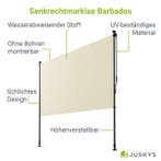 2dekans | Senkrechtmarkise Barbados 200 x 310 cm –, Tuin en Terras, Ophalen of Verzenden, Zo goed als nieuw