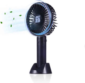 JUST23 Elektrisch Draagbare Handventilator met licht - Zwart, Witgoed en Apparatuur, Ventilatoren, Ophalen of Verzenden, Zo goed als nieuw