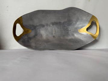 Dienblad - Aluminium, Messing - David Marshall, Antiek en Kunst