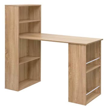 Hoekbureau 120 cm met opbergplanken – Wit modern MDF, Huis en Inrichting, Tafels | Salontafels, Verzenden, Nieuw