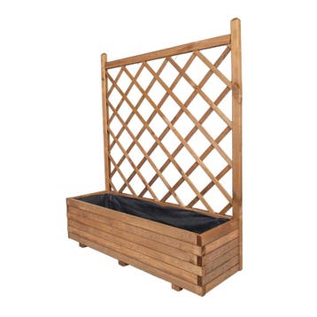 Plantenbak met Klimrek en Worteldoek Bruin Grenen 120 x 40, Verzenden, Nieuw, Rechthoekig, Tuin
