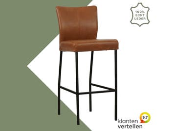Leren barkruk Revolt hoog - Granada Savannah (cognac) -, Nieuw, Leer, Ophalen of Verzenden, 90 cm of meer
