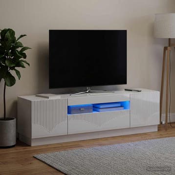 vidaXL LED tv-meubel Hoogglans Wit Bewerkt hout, Huis en Inrichting, Minder dan 50 cm, Verzenden, Nieuw, Minder dan 100 cm