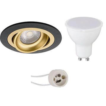 GU10 Inbouwspot Set - Mat Zwart/Goud - Inbouw Rond -, Huis en Inrichting, Ophalen of Verzenden, Nieuw, Overige fittingen, Plafondspot of Wandspot