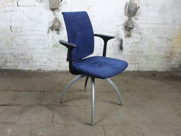 HÅG H05/5470 vergaderstoel blauw stof armleuningen, Verzenden, Gebruikt, Overige materialen