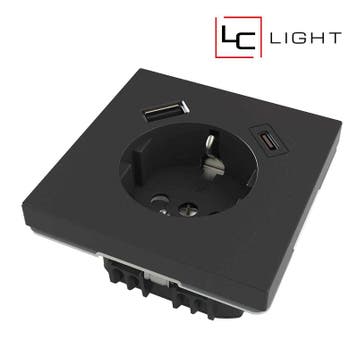 LC-LIGHT | WANDCONTACTDOOS | RA | USB-A + USB-C | WIT, Nieuw
