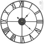 Ruhhy Retro Wandklok - 47.5 cm - Romeinse Cijfers - Zwart, Ophalen of Verzenden, Nieuw