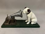 Beeldje, Nipper voor gramofoon - 12 cm - Gietijzeren His, Antiek en Kunst