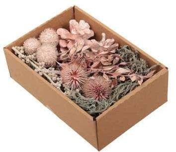Droogbloemenmix doos pearl pink droogbloemstuk of krans zelf, Ophalen of Verzenden, Nieuw