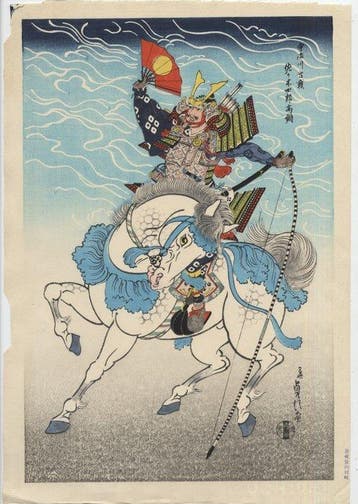 Sasaki op Witte Paard - Papier - Hasegawa III Sadanobu (1881