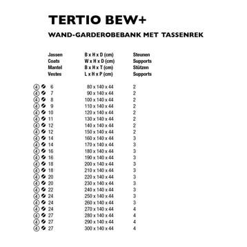 Functionals Tertio BEW+ wand-garderobebank met tassenrek, Verzenden, Nieuw in verpakking