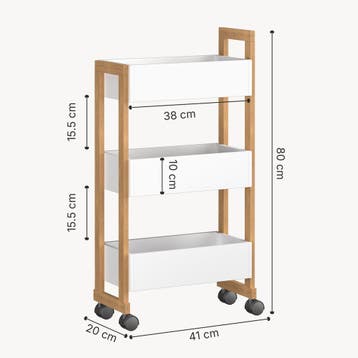 Trolley Varulta bamboe 80x41x20 cm wit [en.casa], Verzenden