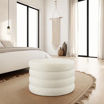 Hocker Altu XL, gestoffeerd, opbergruimte - Bouclé crèmewit, Verzenden, Nieuw