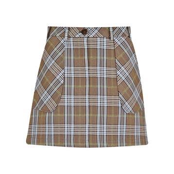 Patrizia Pepe • geruite bruine mini rok • 36 (IT42), Bruin, Verzenden, Nieuw, Patrizia Pepe