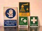 Vintage industriële veiligheidsbordenset (4) – meertalige