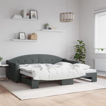 vidaXL Slaapbank met onderschuifbed 90x200 cm stof, 90 cm, Eenpersoons, Verzenden, Nieuw