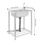 Vrijstaande RVS Spoelbak 60 cm met Kraan – 50 kg Draagvermog, Huis en Inrichting, Verzenden, Nieuw