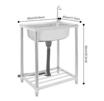 Vrijstaande RVS Spoelbak 60 cm met Kraan – 50 kg Draagvermog, Verzenden, Nieuw