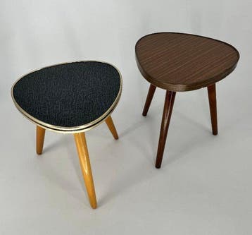Bijzettafel - Hout, Laminaat, Metaal - Twee bijzettafels, Antiek en Kunst