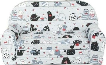 Kinderbankje Foam - Grijze Poezen | 59% Korting OP=OP, Huis en Inrichting, Eenpersoons, Zo goed als nieuw, 80 cm, Grijs