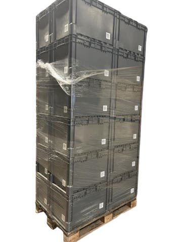 Palletaanbieding 20 stuks: eurobak 600x400x400mm grijs,, Gebruikt, 40 tot 60 cm, 50 tot 75 cm, Bak of Kist
