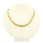 Gouden gematteerde omega schakelcollier (Ketting), Sieraden, Tassen en Uiterlijk, Kettingen, Ophalen of Verzenden, Gebruikt, Overige kleuren