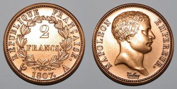 France Medaille Napoleon 1er 2 Francs 1807 A barhaeuptig..., Postzegels en Munten, Penningen en Medailles, Verzenden
