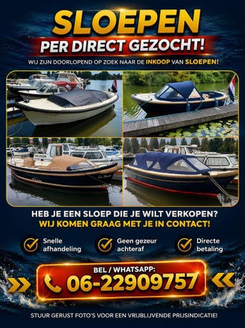 Gezocht voor directe inkoop sloep/sloepen, Watersport en Boten, Gebruikt, Diesel, Binnenboordmotor