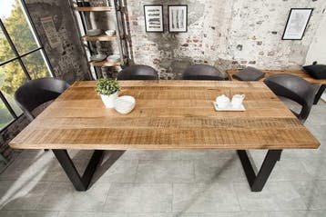 Massieve eettafel IRON CRAFT 180cm natuurlijk mangohout, Ophalen of Verzenden, Nieuw