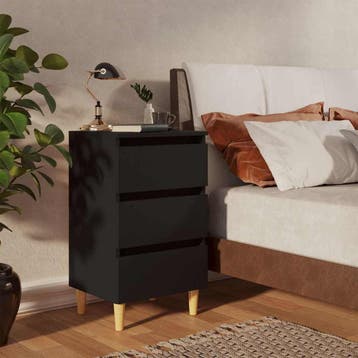 vidaXL Nachtkastje met massief houten poten 40x35x69 cm, Minder dan 45 cm, Verzenden, Nieuw, 55 tot 70 cm