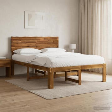 vidaXL Tweepersoonsbed met hoofdeinde ROSTOCK Naturel 120 x, Huis en Inrichting, Bruin, Verzenden, Nieuw, Twijfelaar
