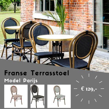 Franse terrasstoelen - bistrostoelen verschillende kleuren, Ophalen of Verzenden, Nieuw in verpakking, Meubilair