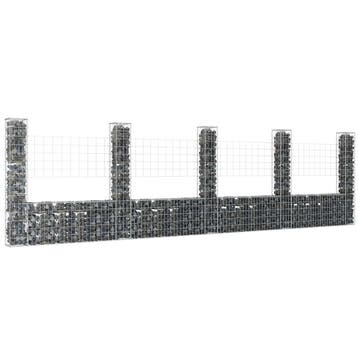 vidaXL Schanskorf U-vormig met 5 palen 500x20x150 cm ijzer, Verzenden, Nieuw, IJzer