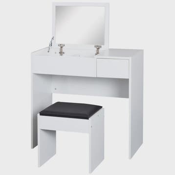 Kaptafel met Spiegel en Kruk - Make-up Tafel met Opbergruimt, Verzenden, Nieuw