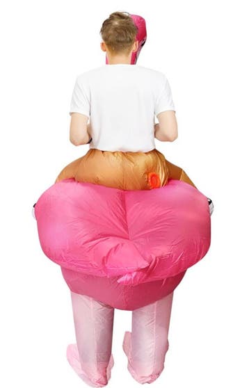 KIMU® Opblaas Kostuum Rijdend op Flamingo Opblaasbaar Pak Fl, Ophalen of Verzenden, Nieuw, Carnaval, Kleding