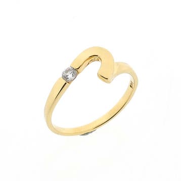 Gouden ring met zirconia, Sieraden, Tassen en Uiterlijk, Gebruikt, Ophalen of Verzenden, 17 tot 18, Met edelsteen