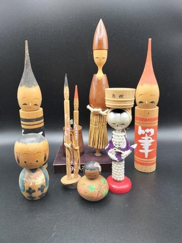 Creatieve Japanse kokeshi-popjes - Hout - Japan - Shwa