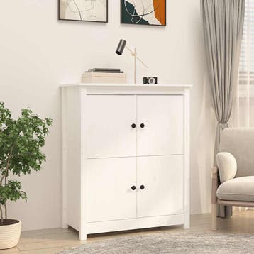 vidaXL Dressoir 83x41,5x100 cm massief grenenhout wit, Verzenden, Nieuw, 50 tot 100 cm, Grenenhout