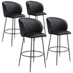 Barkruk Luana, met rugleuning, fluweellook - zwart/zwart, Se, Huis en Inrichting, Barkrukken, Verzenden, Nieuw